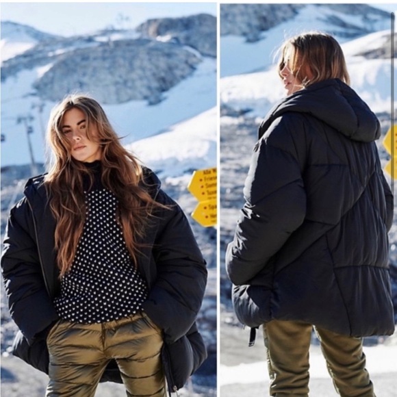 Free People Black Hailey Oversized Puffer Coat small - Picture 1 of 12